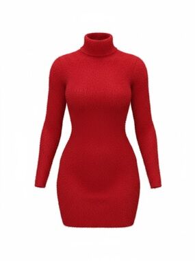 Slim Fit Furry Red Dress